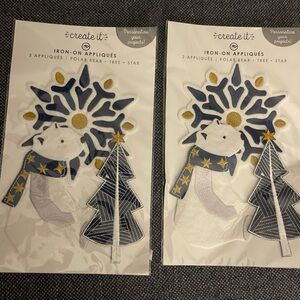 6 Christmas Iron On Appliqués Set Snowflake Polar Bear Tree by CREATE IT 2 Pkg 3
